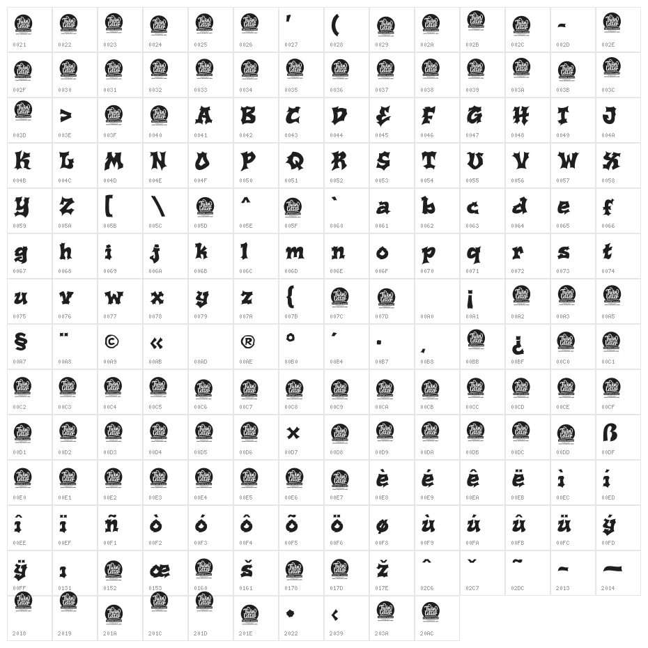 RESPACT Personal Use Character Map