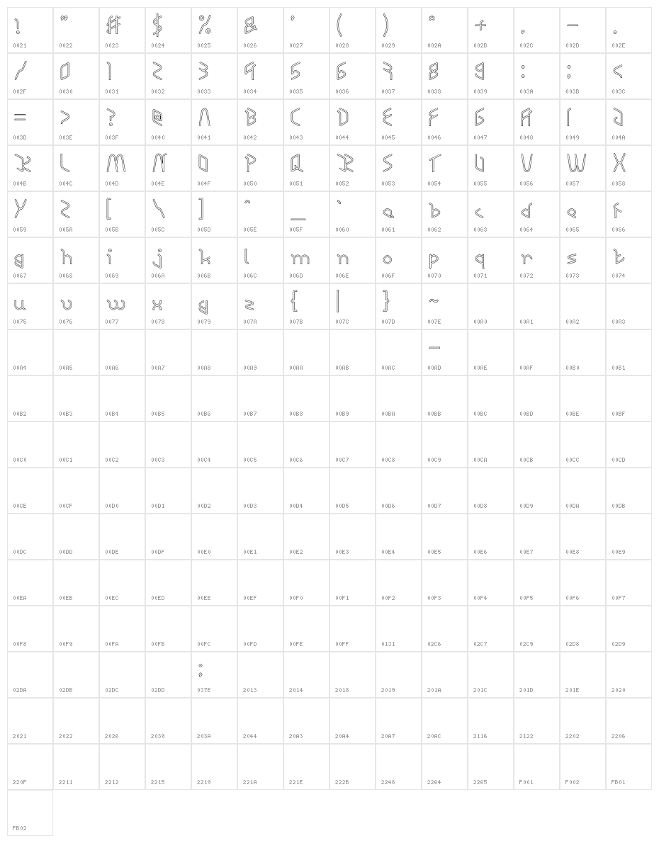 RESPECTHOLLOW Character Map