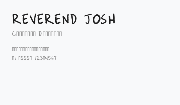 REVEREND JOSH Business Card