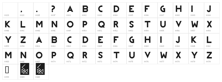 REVOLUTION Character Map
