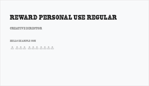 REWARD PERSONAL USE Regular Business Card