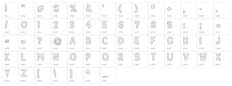ReSiple BoldOutline Character Map