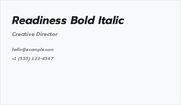 Readiness Bold Italic Business Card
