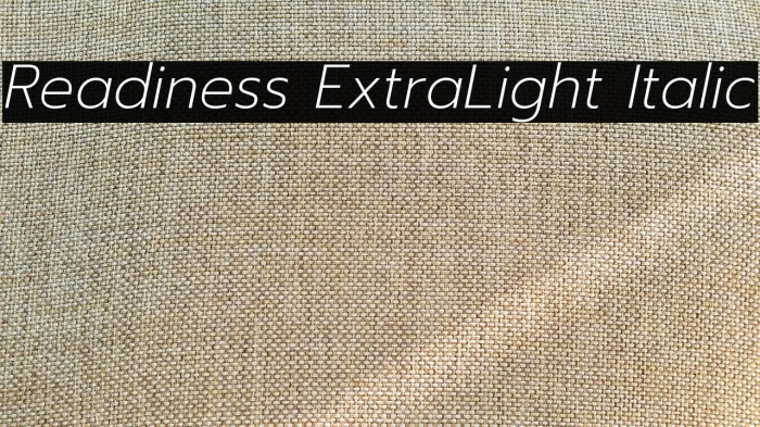 Readiness ExtraLight Italic Example 2