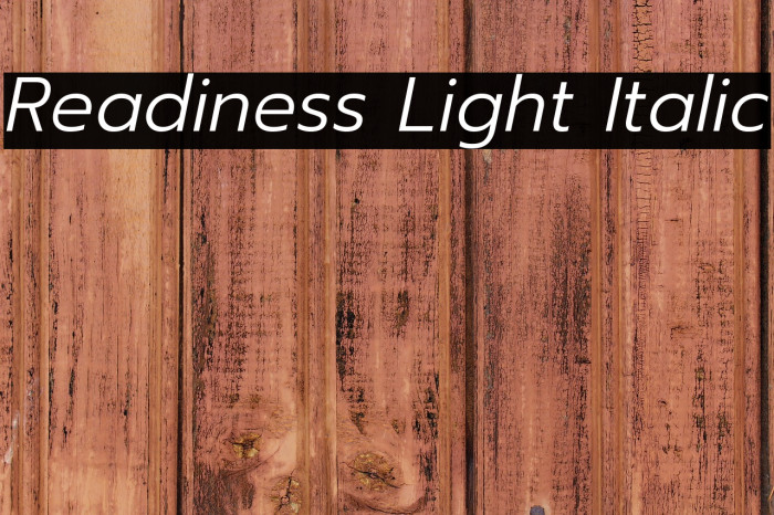 Readiness Light Italic Example 1
