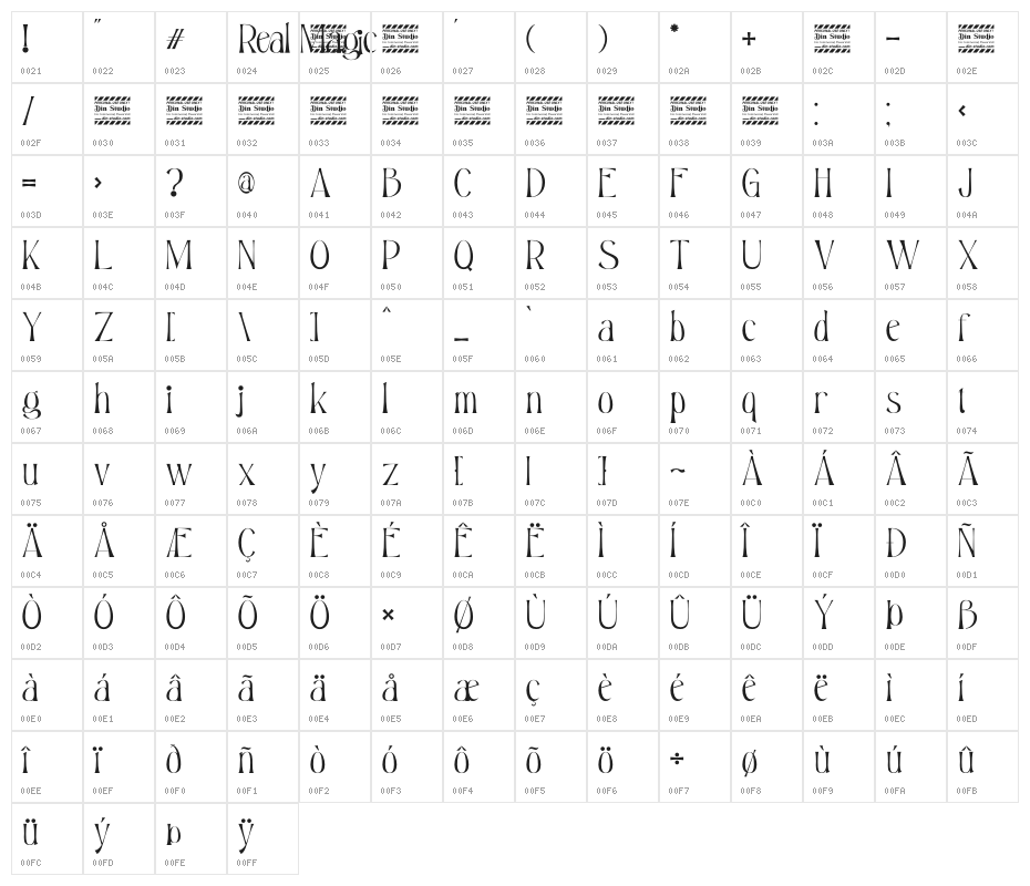 Real Magic Personal Use Character Map