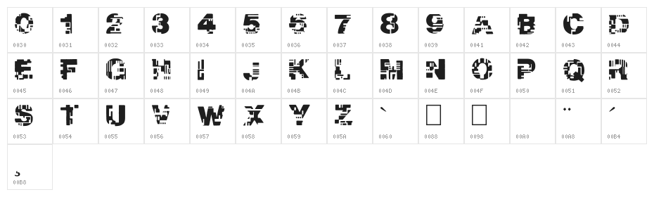 Real Tek Character Map