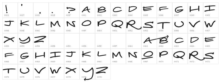 RealToyz-Regular Character Map