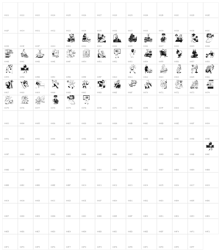 ReallyAnimalsTwo Character Map