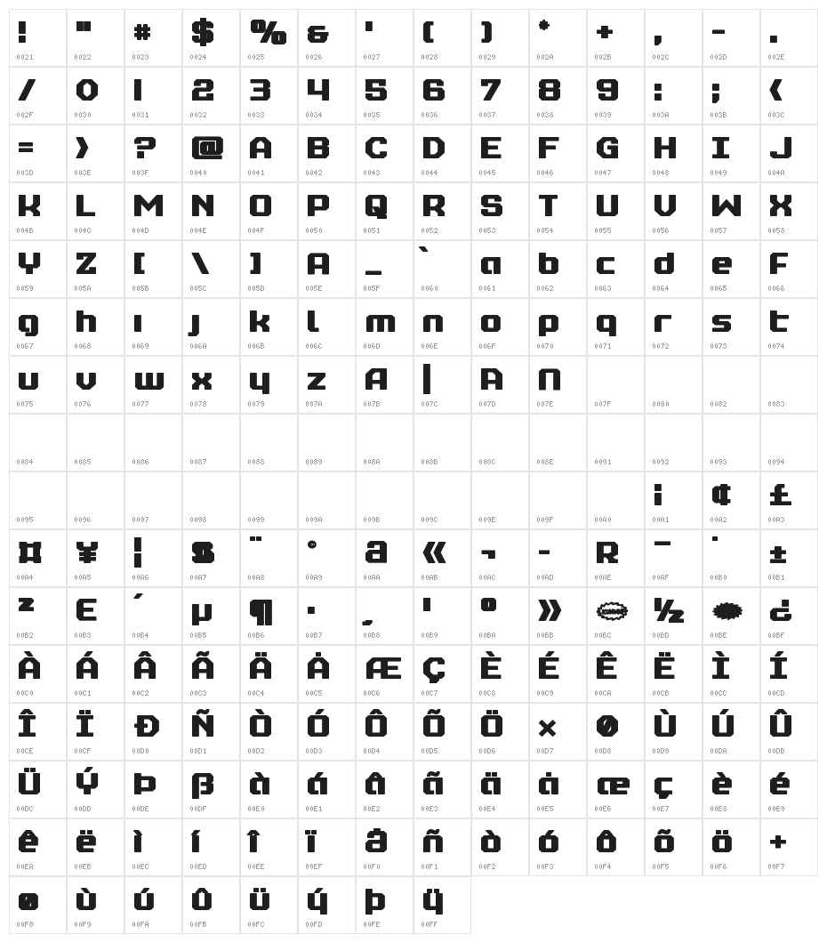 Realpolitik Bold Character Map