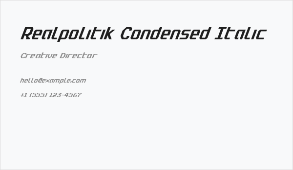 Realpolitik Condensed Italic Business Card