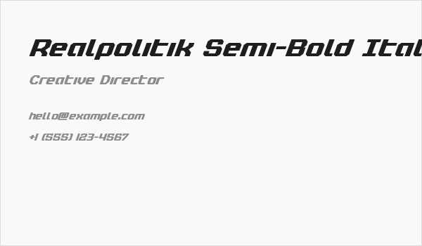 Realpolitik Semi-Bold Italic Business Card
