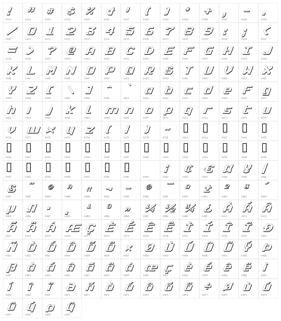 Realpolitik Shadow Italic Character Map