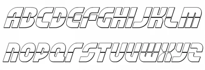 Rebel Command 3D Italic Schriftart Kleinbuchstaben