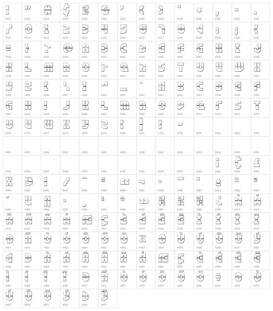 Rebel Command 3D Regular Character Map