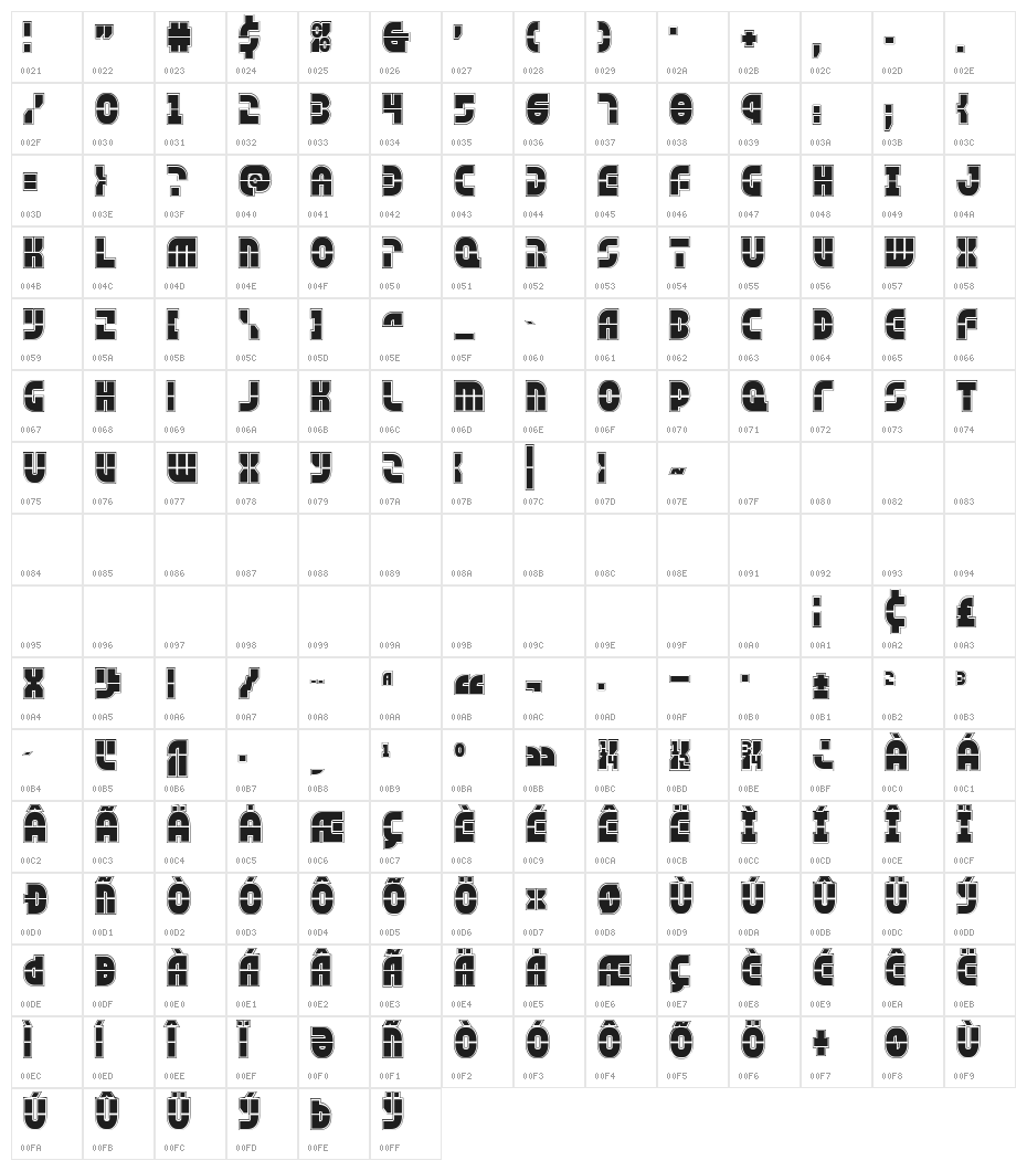 Rebel Command Academy Regular Character Map
