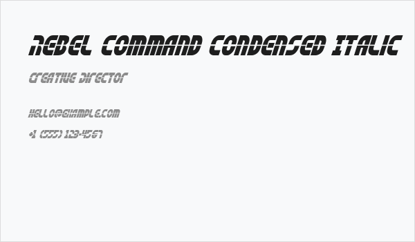 Rebel Command Condensed Italic Business Card
