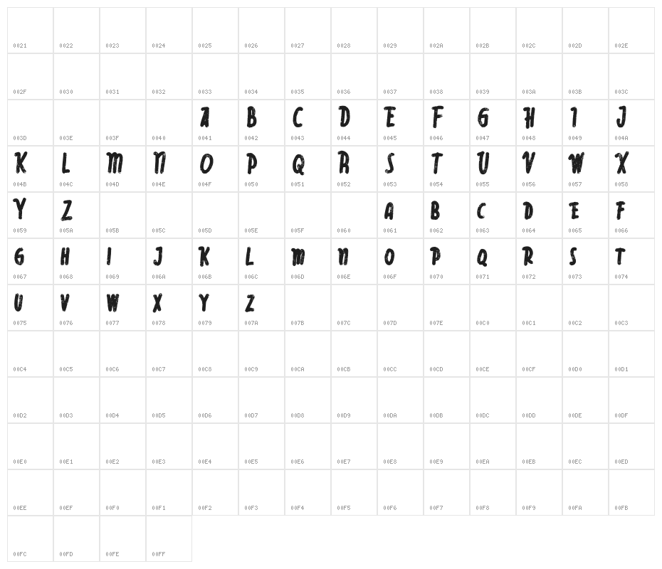 RebeliaFREE Character Map