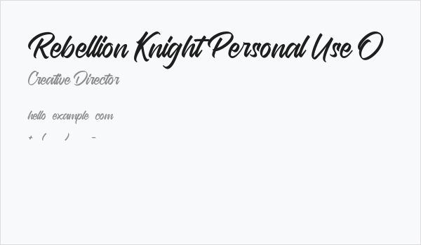 Rebellion Knight Personal Use O Business Card