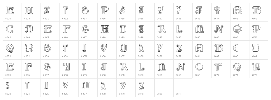 Rebimboca Outline Character Map