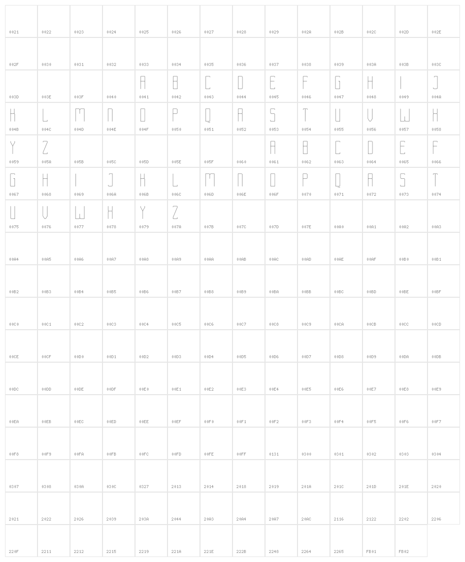Rebond Light Character Map