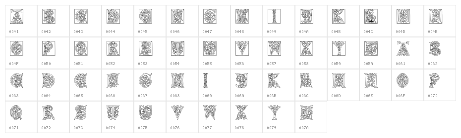 Rebuscada Caps Character Map