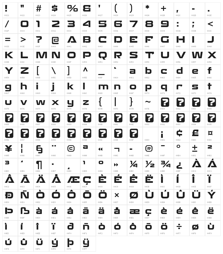 RechargeRg-Bold Character Map