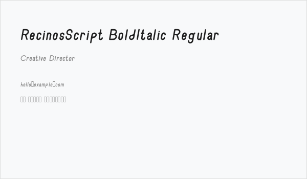 RecinosScript BoldItalic Regular Business Card