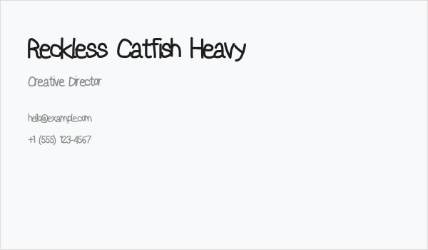 Reckless Catfish Heavy Business Card