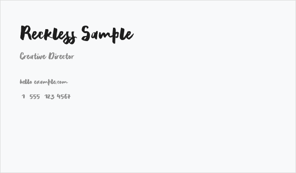 Reckless Sample Business Card