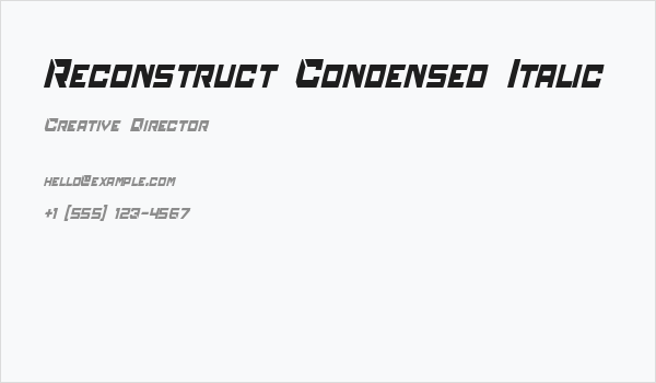 Reconstruct Condensed Italic Business Card