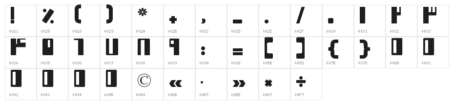 Rectangle I Character Map