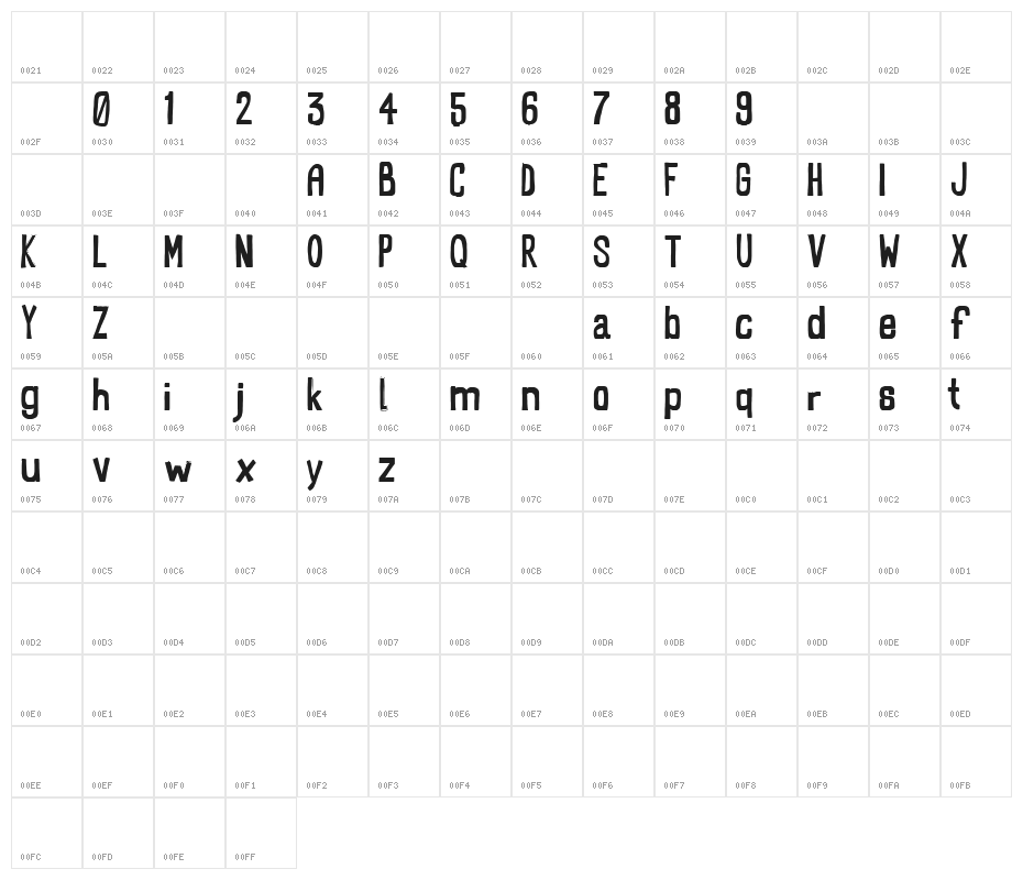 RectoFilled Character Map