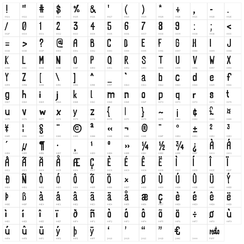 RectoFilled Character Map