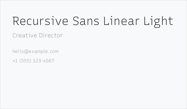 Recursive Sans Linear Light Business Card