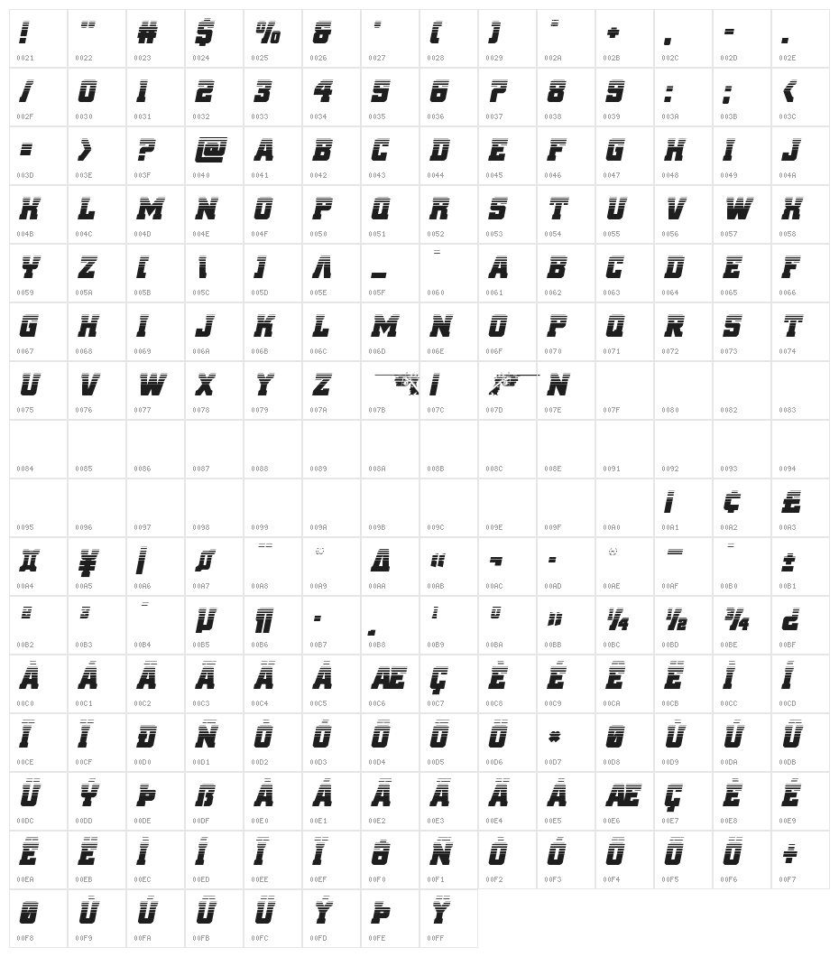 Red Delicious Halftone Italic Character Map