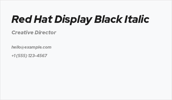 Red Hat Display Black Italic Business Card
