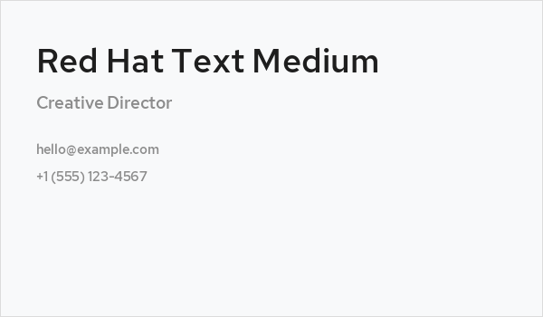 Red Hat Text Medium Business Card