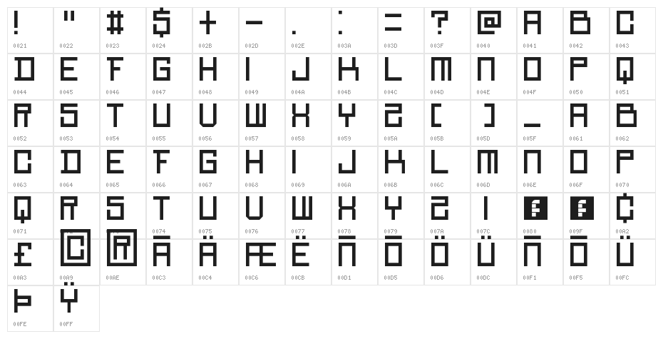 Red Mamba Regular Character Map