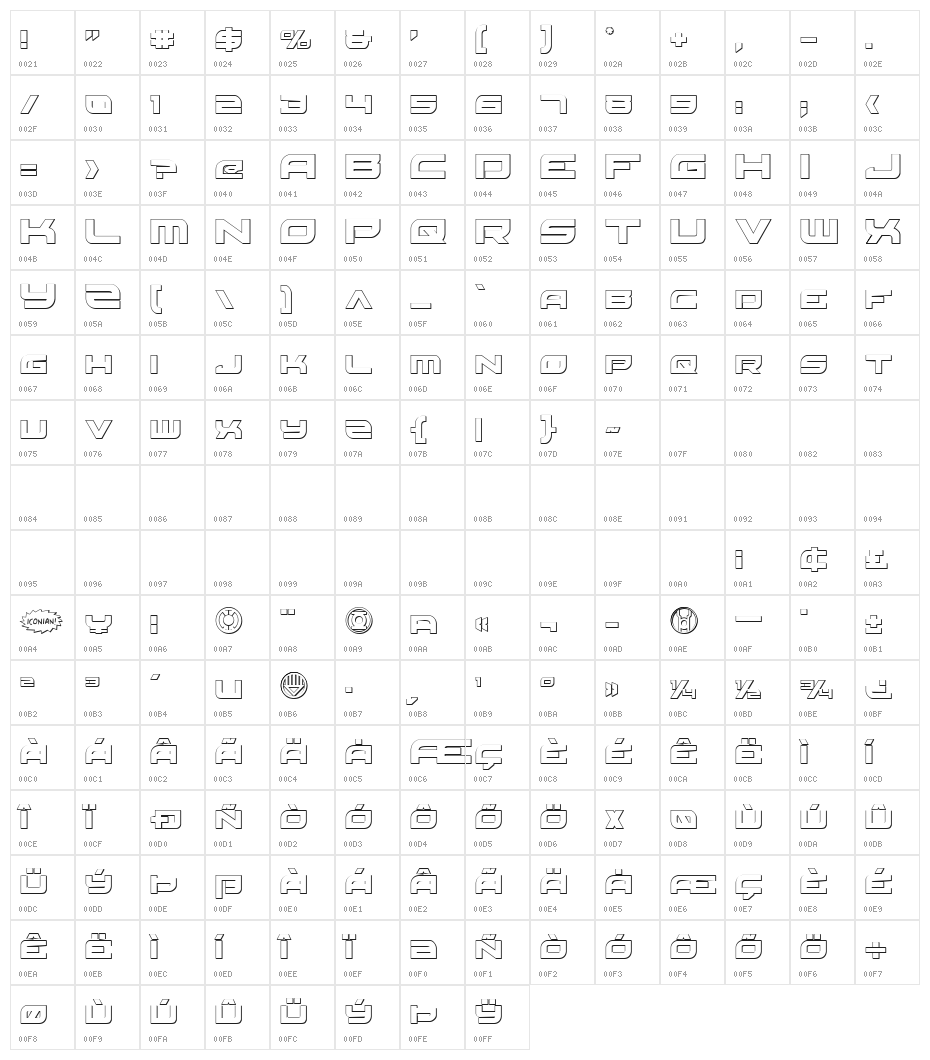 Red Rocket 3D Regular Character Map