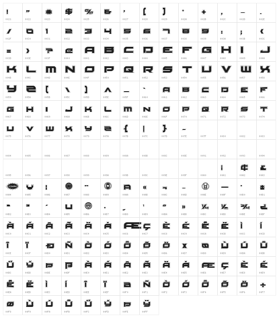 Red Rocket Academy Regular Character Map