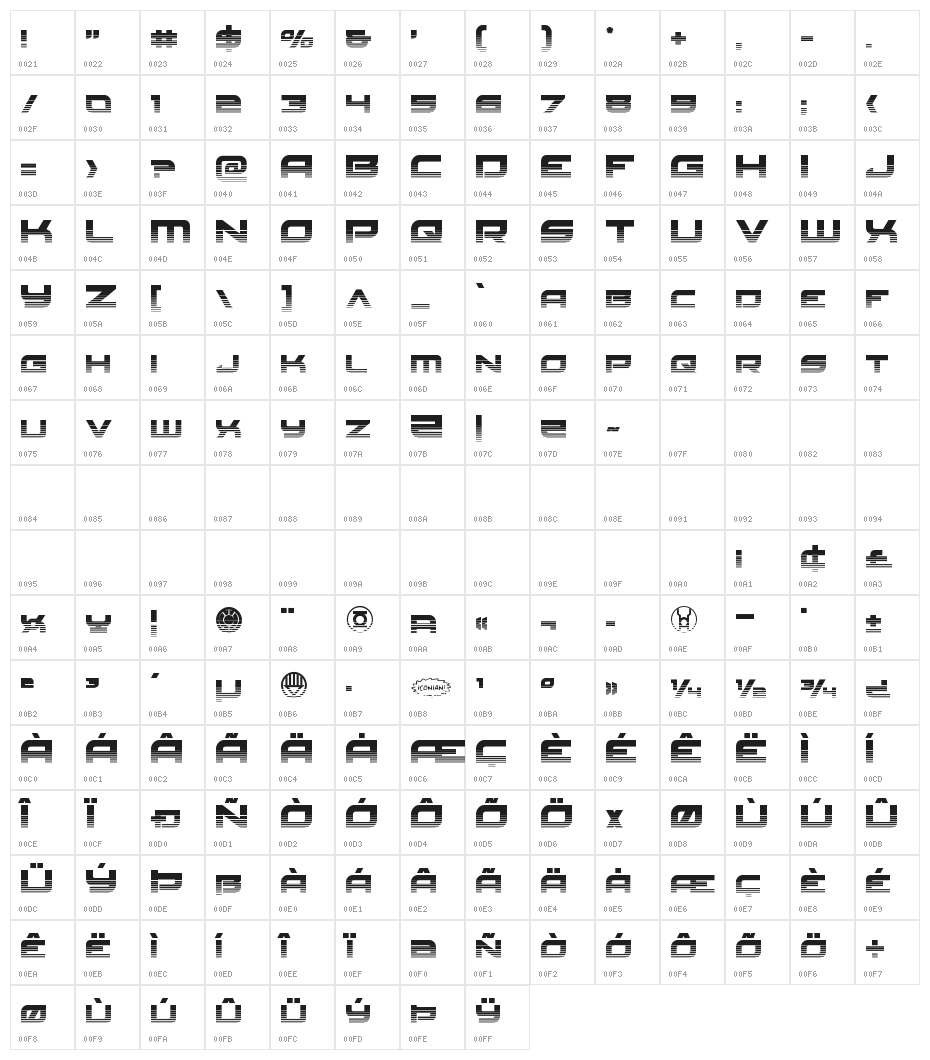 Red Rocket Halftone Character Map