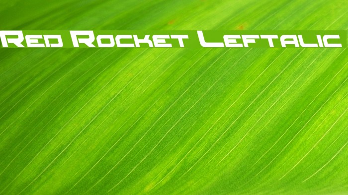 Red Rocket Leftalic Font examples