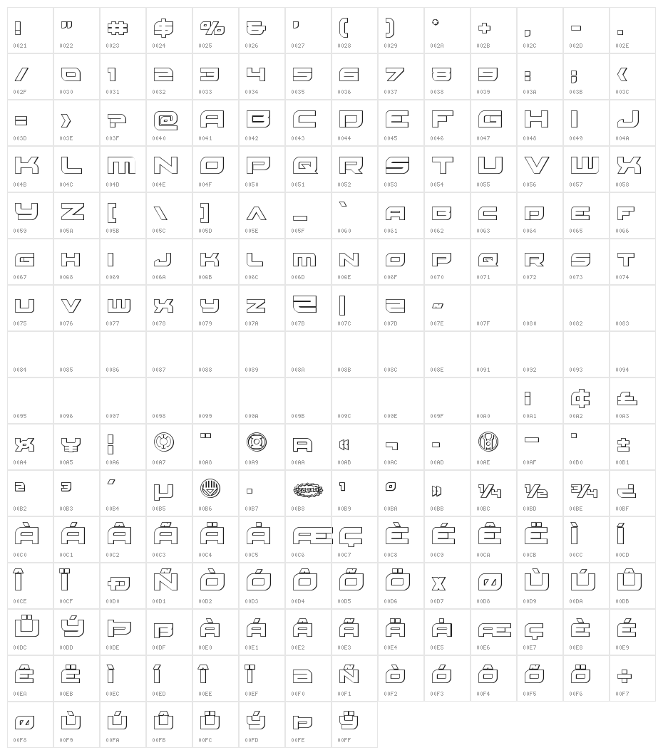 Red Rocket Outline Character Map