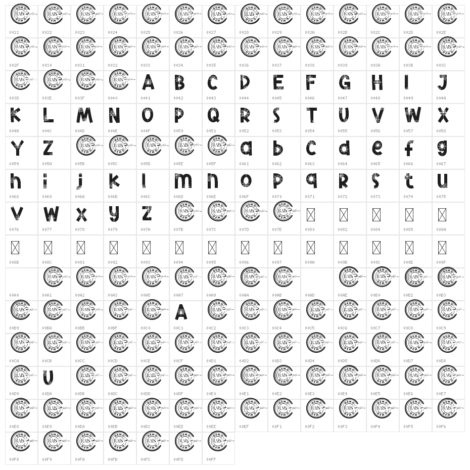 Red Spider Demo Character Map