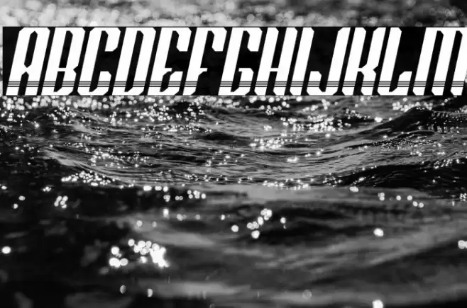 Red Steel Stripped Italic Font examples