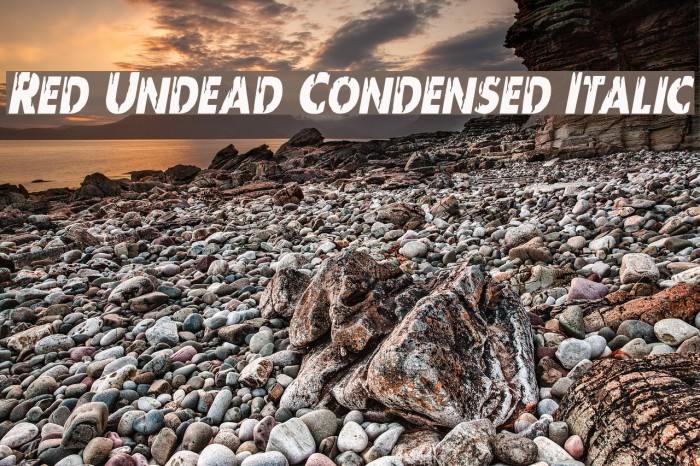 Red Undead Condensed Italic Font examples