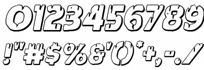 Red Undead Shadow Italic Font OTHER CHARS