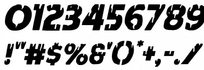 Red Undead Staggered Italic Font OTHER CHARS