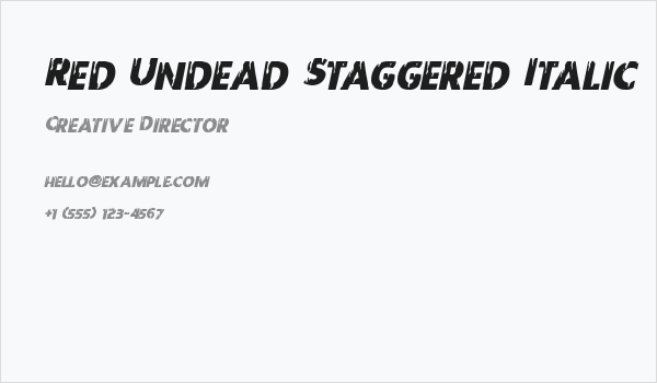 Red Undead Staggered Italic Business Card
